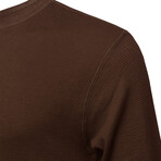 Mens Thermal Henley Long Sleeves Shirts // Brown (M)