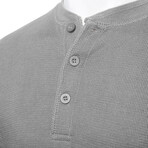 Mens Thermal Henley Long Sleeves Shirts // Grey + Burgundy (S)