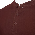 Mens Thermal Henley Long Sleeves Shirts // Charcoal + Burgundy (S)
