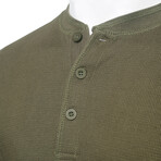 Mens Thermal Henley Long Sleeves Shirts // Olive + Burgundy (XL)