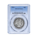 1914 Barber Half Dollar // PCGS Certified VG10 // Key Date // Deluxe Collector's Pouch