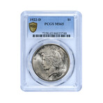1922-D Peace Silver Dollar // PCGS Certified MS65 // Deluxe Collector's Pouch