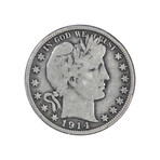 1914 Barber Half Dollar // PCGS Certified VG10 // Key Date // Deluxe Collector's Pouch