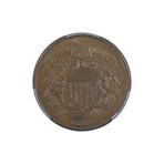 1864 Two Cent Piece // PCGS Certified AU58 // Deluxe Collector's Pouch