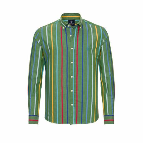 Euripide Men's Shirt // Green + Turquoise (Large)