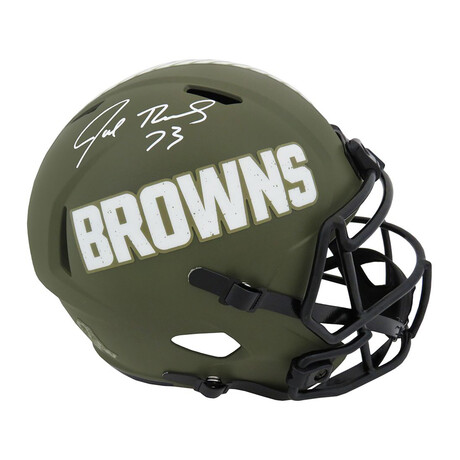 Joe Thomas // Cleveland Browns // Signed Salute to Service Riddell Full Size Speed Replica Helmet