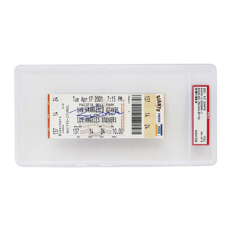 Barry Bonds // Signed 500th HR Game Ticket Stub // SF Giants vs LA Dodgers