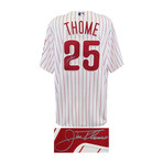 Jim Thome // Signed Philadelphia Phillies White Pinstripe Majestic Replica Baseball Jersey