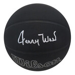 Jerry West // Signed Wilson 75th Anniversary Logo Black NBA Basketball