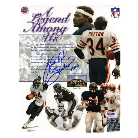 Walter Payton // Chicago Bears // Signed 'Legend Among Us' Collage 8x10 Photo w/Sweetness & 16,726