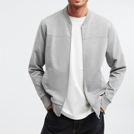 Zip Cardigan Bomber Jacket // Grey (S)