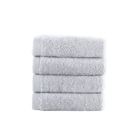 Brooks Brothers Solid Signature // Washcloths // Set of 4 (Silver)