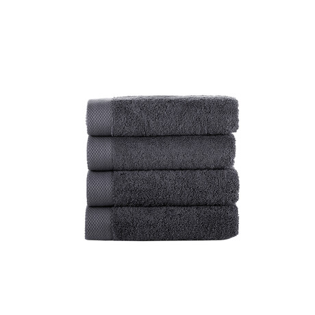 Brooks Brothers Solid Signature // Hand Towels // Set of 4 (Silver)