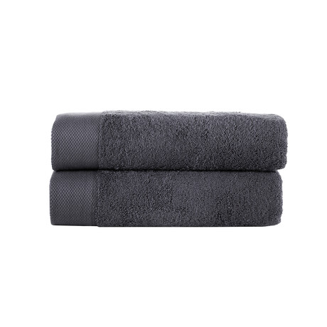 Brooks Brothers Solid Signature // Bath Towels // Set of 2 (Silver)