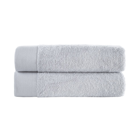 Brooks Brothers Solid Signature // Bath Sheets // Set of 2 (Silver)
