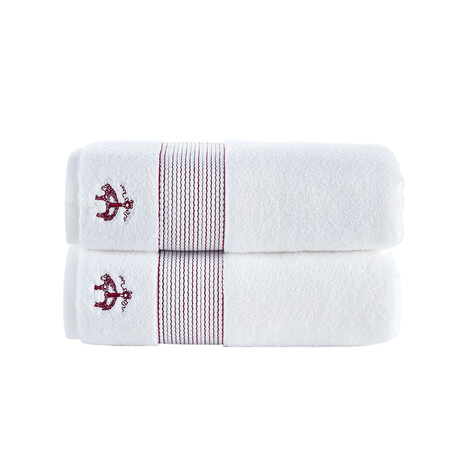 Brooks Brothers Rope Stripe Border // Bath Towels // Set of 2 (Navy)
