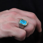 925 Sterling Silver Turquoise Stone Men's Ring // Silver + Blue (7)