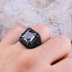 925 Sterling Silver Mystic Topaz Stone Men's Ring // Silver + Purple + Green + Blue (8)