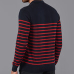 Breton Stripe Polo Shirt // Merlot (S)