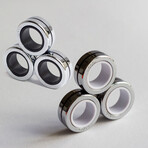 Fingears Magnetic Finger Rings // Medium // Set of 2 (Silver-Black + Silver-White)