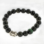 Dell Arte // Kongolese Rainbow Obsidian Beads Bracelet + 925 Sterling Silver Inserts // Multicolor