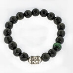 Dell Arte // Kongolese Rainbow Obsidian Beads Bracelet + 925 Sterling Silver Inserts // Multicolor