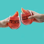 Disney Geo Picnic Mickey Mouse Stemless Wine Glasses // 15 oz // Set of 4