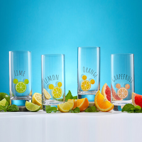 Disney Mickey Mouse Citrus Tall Drinking Glass // 14.2 oz // Set of 4