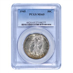 1945 Walking Liberty Half Dollar // PCGS Certified MS65 // Deluxe Collector's Pouch