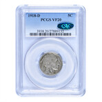 1918-D Buffalo Nickel // PCGS & CAC Certified VF20 // Deluxe Collector's Pouch
