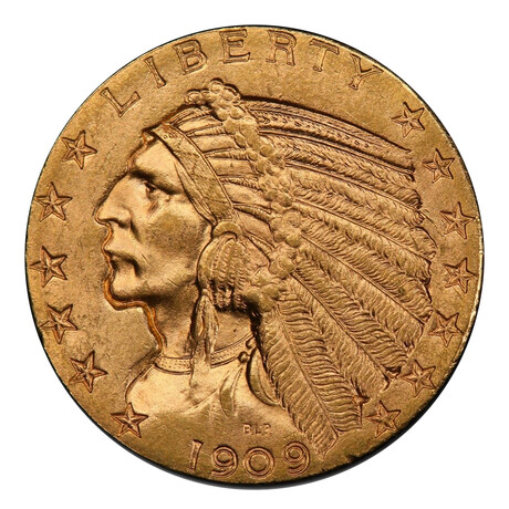 1909-D $2.5 Gold Indian Quarter Eagle // PCGS & CAC Certified MS63 // Wood Presentation Box