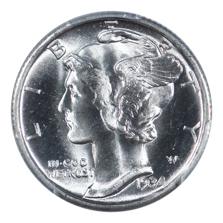 1934-D Mercury Silver Dime // PCGS Certified MS66 //  Deluxe Collector's Pouch