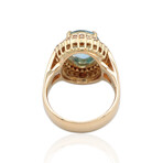 18K Yellow Gold Diamond + Aquamarine Ring // Ring Size: 6.25 // Pre-Owned