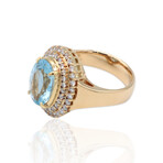 18K Yellow Gold Diamond + Aquamarine Ring // Ring Size: 6.25 // Pre-Owned