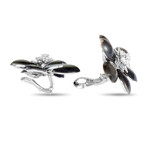 Van Cleef & Arpels // Rose de Noel 18K White Gold Diamond + Mother of Pearl Flower Earrings // Estate