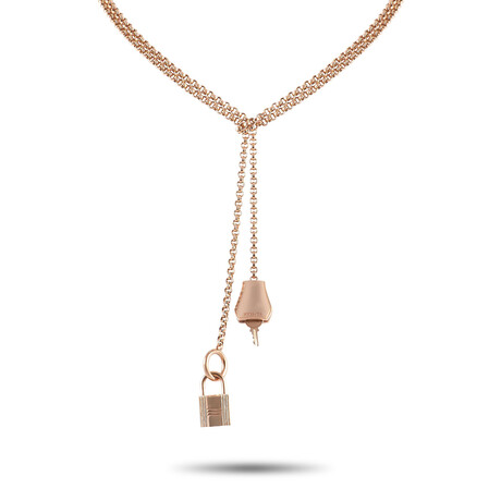 Hermes // Kelly Clochette 18K Rose Gold Long Necklace // 40" // New