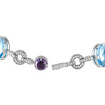 Bvlgari // Parentesi 18K White Gold Diamond + Topaz + Amethyst Bracelet // 7.5" // Estate