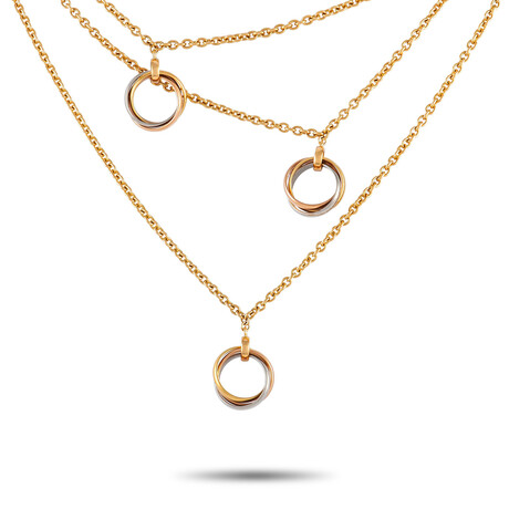 Cartier // Trinity 18K White Gold + 18k Yellow Gold + 18k Rose Gold Necklace // 40" // Estate