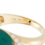 Van Cleef & Arpels // 18K Yellow Gold Diamond + Coral + Chrysoprase Flower Ring // Ring Size: 7.5 // Estate