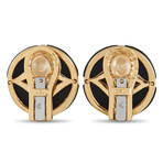 Van Cleef & Arpels // 18K Yellow Gold Diamond + Onyx Earrings // Estate
