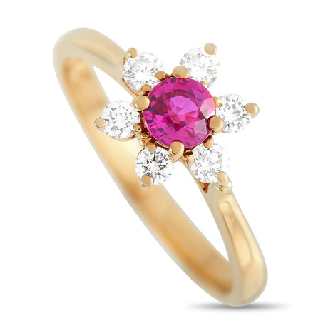 Tiffany & Co. // 18K Yellow Gold Diamond + Ruby Ring // Ring Size: 5.5 // Estate