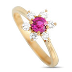 Tiffany & Co. // 18K Yellow Gold Diamond + Ruby Ring // Ring Size: 5.5 // Estate