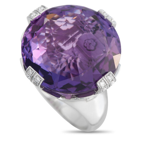Bvlgari // Parentesi 18K White Gold Diamond + Amethyst Ring // Ring Size: 7.5 // Estate