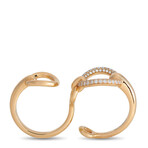Hermes // Filet d'Or 18K Rose Gold Diamond Double Ring // Ring Size: 6 // Estate