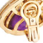 Bulgari // 18K Yellow Gold Diamond + Amethyst Clip-On Earrings // Estate