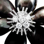 Van Cleef & Arpels // Rose de Noel 18K White Gold Diamond + Mother of Pearl Flower Earrings // Estate