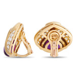 Bulgari // 18K Yellow Gold Diamond + Amethyst Clip-On Earrings // Estate