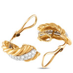 Van Cleef & Arpels // Vintage 18K Yellow Gold Diamond Clip-On Earrings // Estate