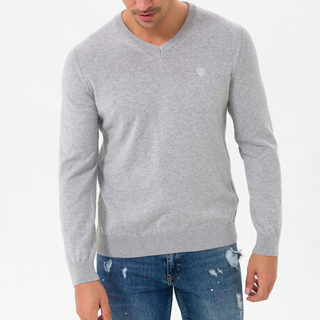 Sebastiene V-Neck Pullover Sweater // Grey Melange (XL) - Jimmy