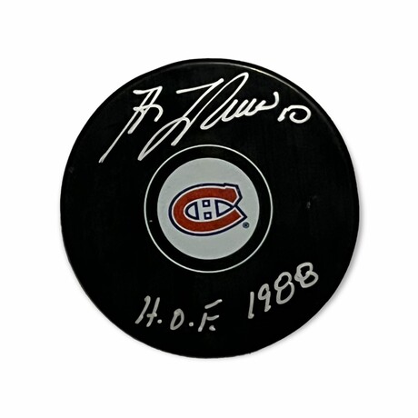 Guy LaFleur // Montreal Canadians // Autographed Puck + Inscription